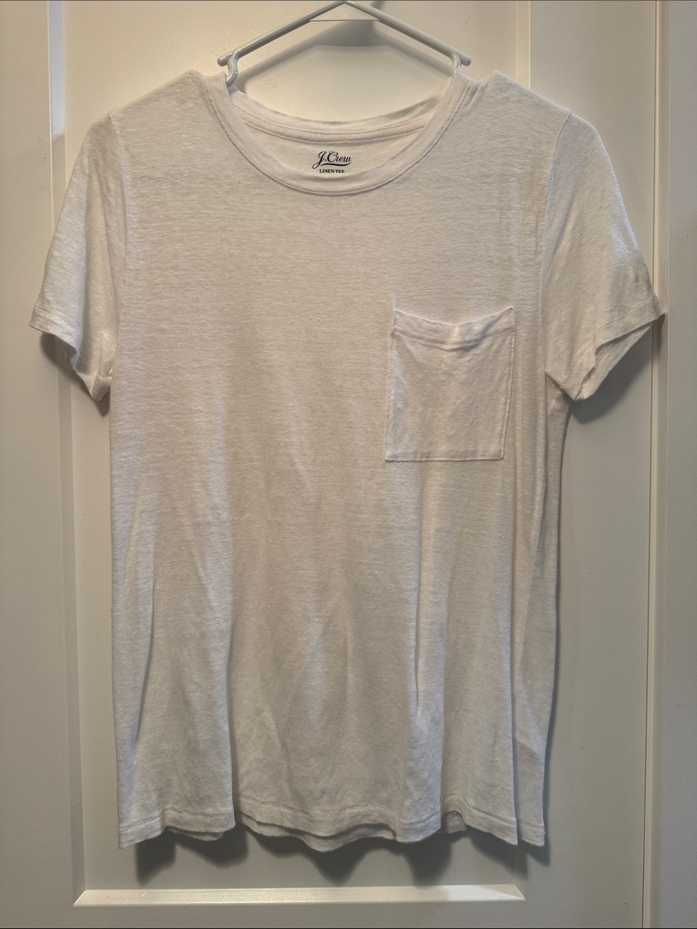 J. Crew Women’s White Linen  Short-Sleeve Pocket Tee size S